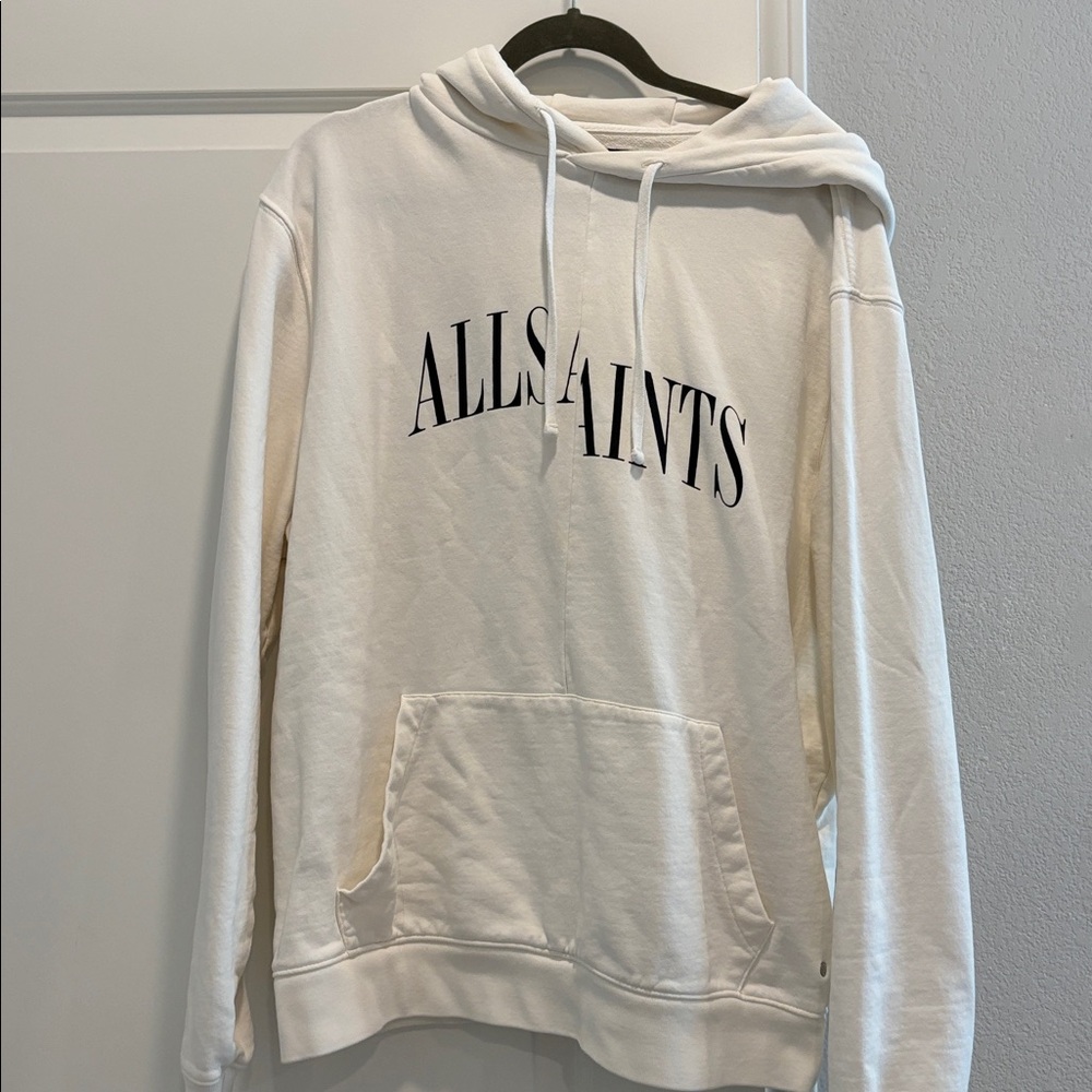 All Saints White Hoodie Men’s Dropout Logo